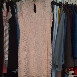 Pink Lace Peep Hole Bebe Dress
